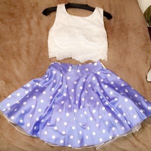 Jodi Kristopher blue and white formal dress